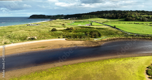 Aerial Photo of Culdaff river Beach Strand on the Co Donegal Coast Ireland