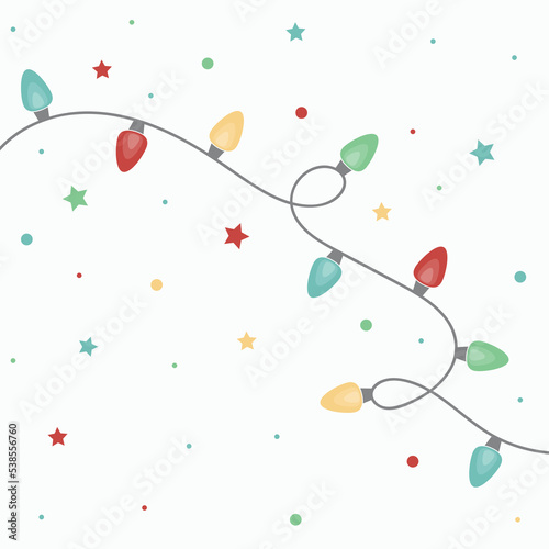 Colourful Christmas lights. Background. Vector illustration