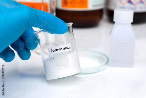 formic acid in glass, chemical in the laboratory and industry