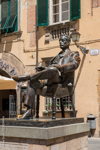 Statue of Puccini in Lucca, Italy.