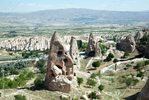 Cappadocia's Landscape With Rock Houses in Uchisar Town