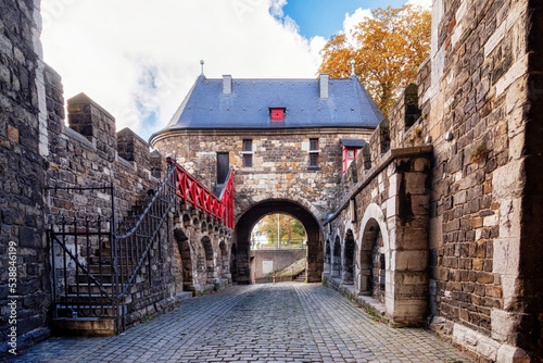 Ponttor - medieval city gate in Aachen, Germany. View inside the foregate