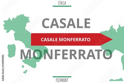 Casale Monferrato: Illustration mit dem Namen der italienischen Stadt Casale Monferrato