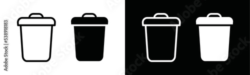 Trash bin icon vector. Trash can or dust bin or rubbish bin or dump place sign silhouette. Rubbish bin, garbage can symbol illustration.