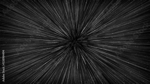 Hyperspace speed effect in night starry sky. Bright black galaxy, horizontal background