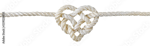 Rope with heart isolated on white background