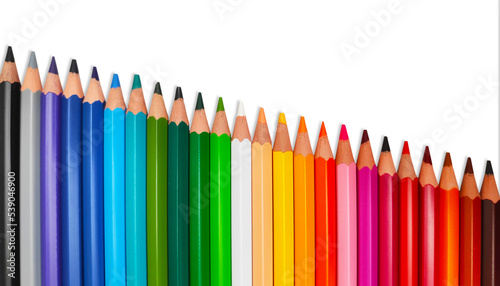 Colorful crayons in line with copy space