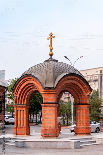 Novosibirsk, Russia, August 2022: Alexander Nevsky Cathedral in summer