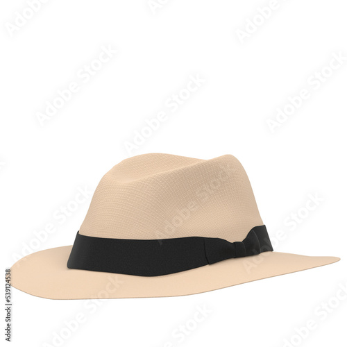 3d rendering illustration of a fedora Panama hat