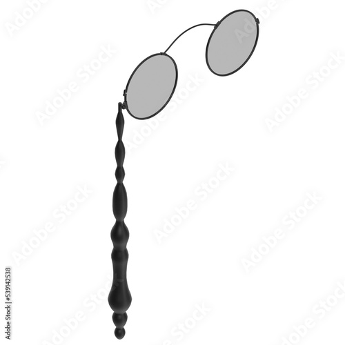 3d rendering illustration of foldable lorgnette eyeglasses