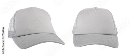 Grey baseball cap isolated without shadow white background