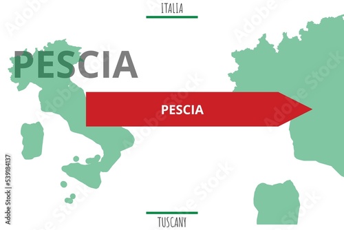 Pescia: Illustration mit dem Namen der italienischen Stadt Pescia