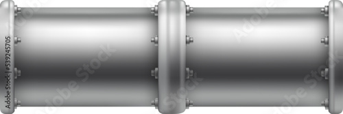 Metal pipe mockup. Realistic steel plumbing tube
