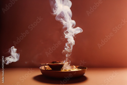 3d illustration of incense burning in a traditional special accessory