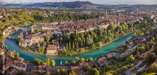 Panoramic view from above the old town of Bern, capital of Switzerland.