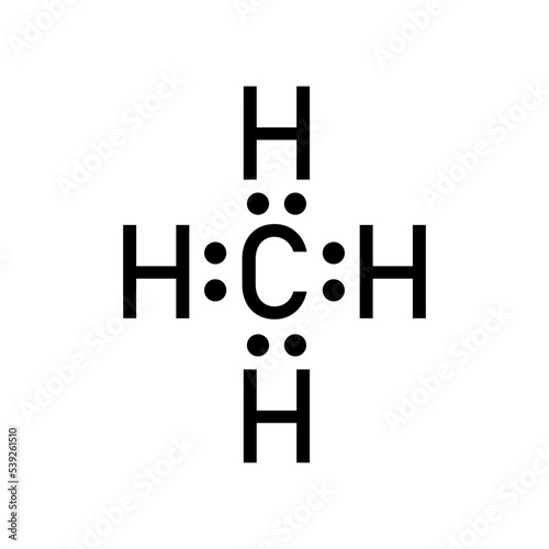 lewis structure of methane (CH4). Scientific vector illustration isolated on white background.
