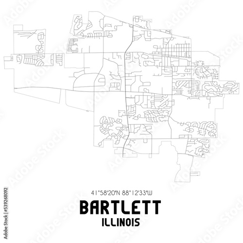 Bartlett Illinois. US street map with black and white lines.