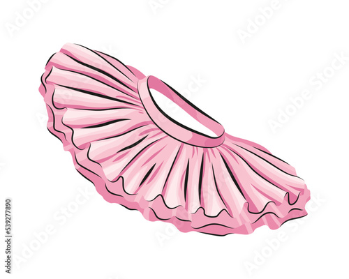 Ballet accessorie. Part of pink ballet dress or tutu skirt. Vector hand drawn sketch style object