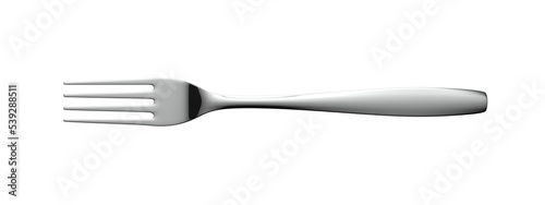 Silver fork isolated on white. 3d illustration. Single object.