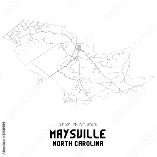 Maysville North Carolina. US street map with black and white lines.