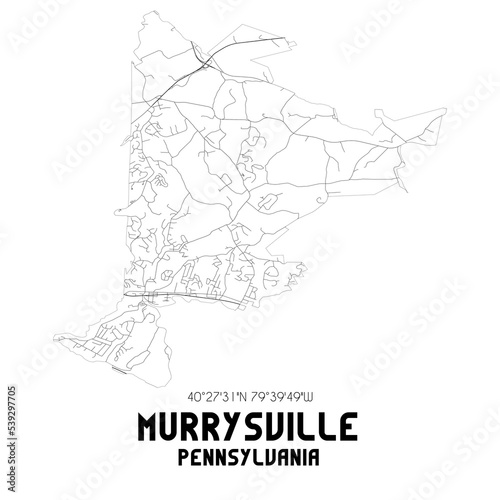 Murrysville Pennsylvania. US street map with black and white lines.