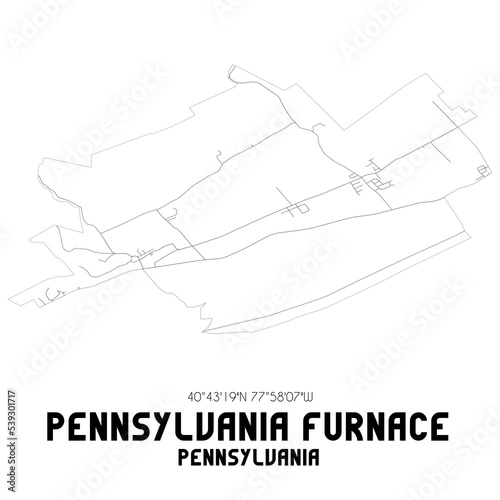 Pennsylvania Furnace Pennsylvania. US street map with black and white lines.