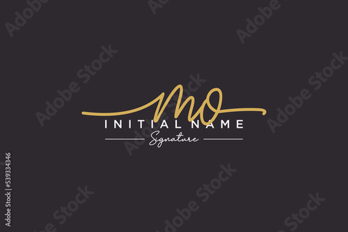 Initial MO signature logo template vector. Hand drawn Calligraphy lettering Vector illustration.