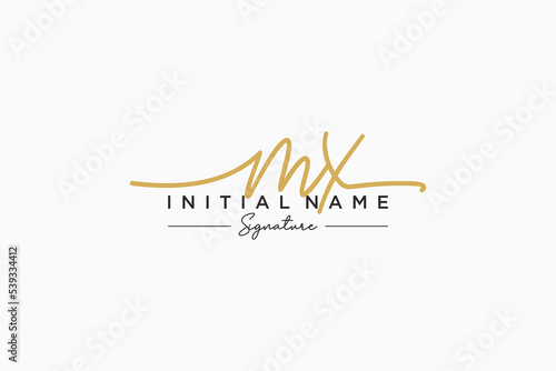 Initial MX signature logo template vector. Hand drawn Calligraphy lettering Vector illustration.