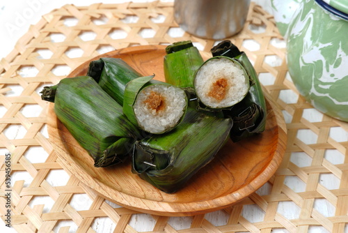 Lemper is Indonesian Traditional Dish Made from Glutinous or Sticky Rice, Steamed with Coconut Milk, with Chicken Floss Inside