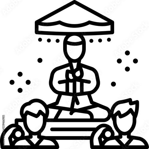 thailand monk ordination ceremony line icon illustration