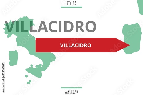Villacidro: Illustration mit dem Namen der italienischen Stadt Villacidro