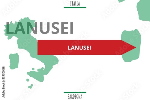 Lanusei: Illustration mit dem Namen der italienischen Stadt Lanusei