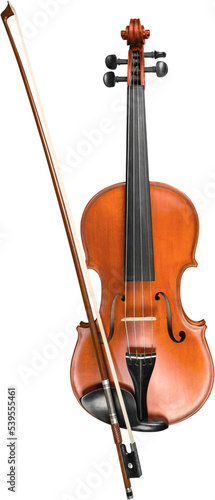 Wooden classic violin isolated on white background