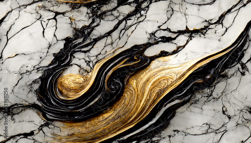 Natural Luxury, Style incorporates the swirls of marble or the ripples of agate, Very beautiful cool powdery black paint with the addition of gold powder. 3d illustration. seamless painting