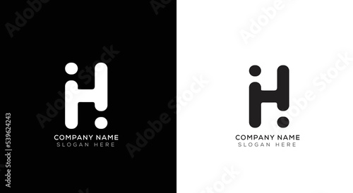 Minimal letter h logo with black and white