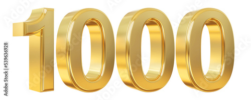 1000 follower number 3d gold