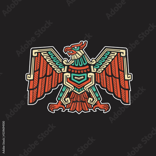 aztec eagle hand drawn vector