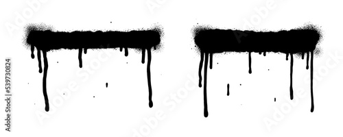 Painted spray elements. Grunge graffiti painted borders and shapes, dirty splatter street art strokes. Spray textured black lines vector illustration set. Graffiti art dirty, spot grunge splattered.