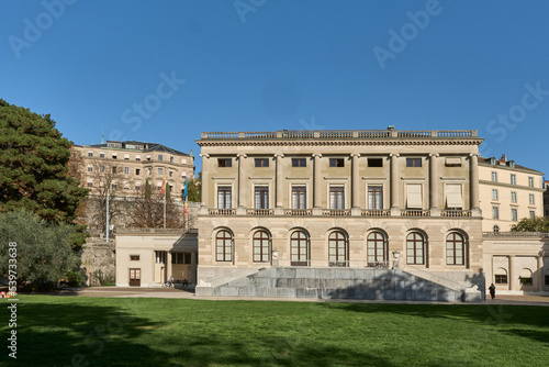 The Palais Eynard was built alongside the Promenade des Bastions in Geneva, Switzerland