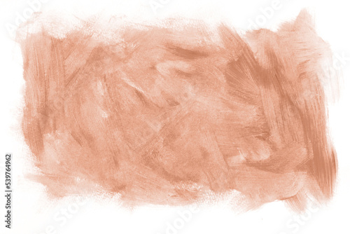 Abstract Painted Layout. Light Brown Paint Stain on a White Background. Freehand Brush Stain Print. No Text. Painted Irregular Shape Terracotta Color Splatter Layout.