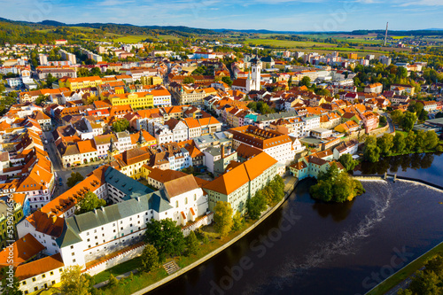 Aerial view of picturesque Czech town Pisek in South Bohemia