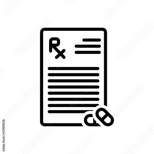 Black line icon for rx prescription