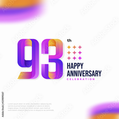 Number 93 logo icon design, 93 birthday logo number, anniversary 93