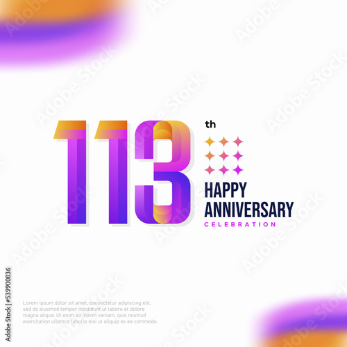 Number 113 logo icon design, 113 birthday logo number, anniversary 113