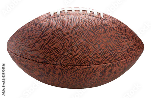 Leather American football ball isolated on white background, American football ball sports equipment on white PNG File.