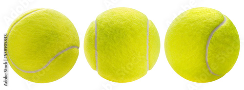 Tennis ball isolated on white background, Yellow Tennis ball sports equipment on white white PNG File.
