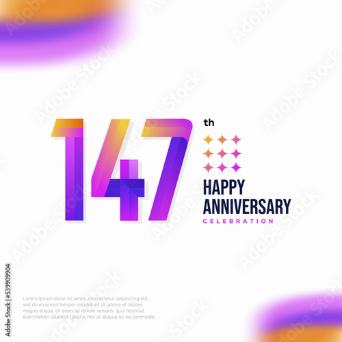 Number 147 logo icon design, 147 birthday logo number, anniversary 147