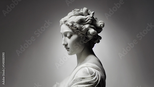 Illustration of a Renaissance marble statue of Gaia. She is the Primordial Goddess and personification of the Earth. Gaia in Greek mythology is known as Terra in Roman mythology.