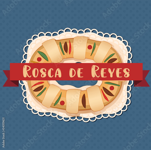 vector. Tradicional rosca de reyes mexicana.