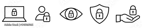 Conjunto de iconos de seguridad y protección. Candado de seguridad, bloqueo. Ilustración vectorial